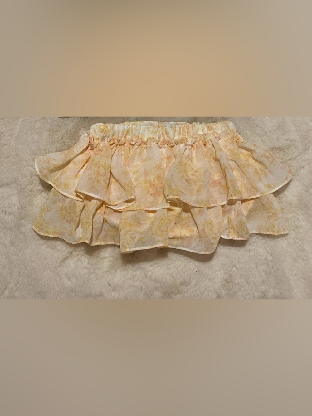 Tiered Ruffle Mini Skirt in Soft Yellow Floral